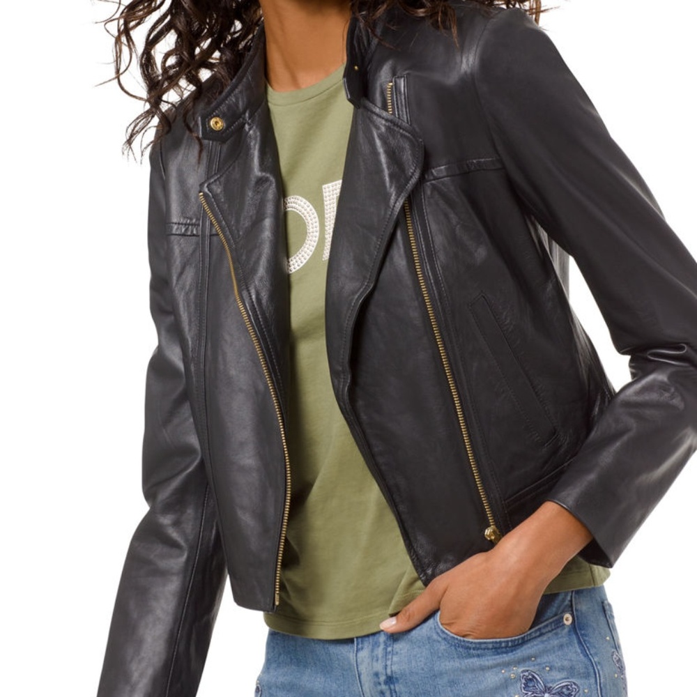 MICHAEL michael kors leather bike moto jacket